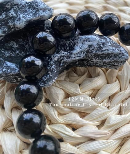 Single-pack of pure gemstone bracelets… - color: 12MM Black Tourmaline