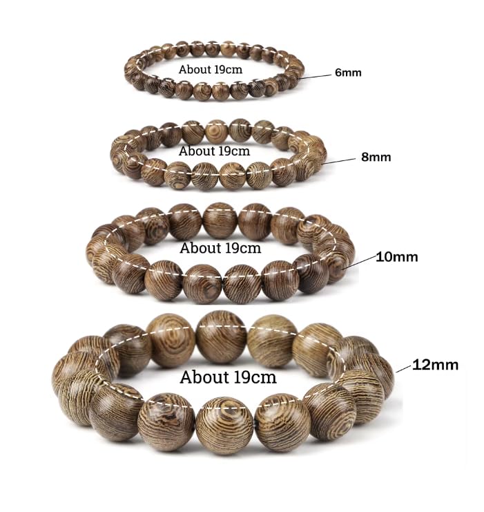 1PCS 6mm/8mm/10mm/12MM Wood Beads Elastic Bracelet Natural Stone Couple Bracelets BangleFriend