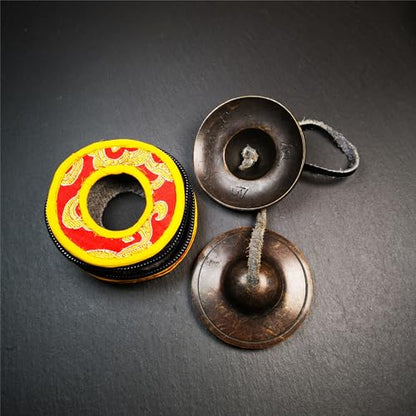 Tibetan Tingsha Bell Set - Tibetan Cymbals - for Sound Healing, Yoga, Meditation, and Mindfulness,Handmade in Nepal,Made of Brass,Plain Pattern,6.5cm/2.6 inch - color: 5-Brass-Brown-6.5cm