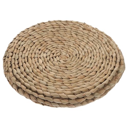 Abaodam Woven Meditation Floor Mat Double-Layer 30x30cm Grass Seat Cushion Thick Japanese Style Sitting Pad for Zen Practice and Bedroom Floor Seating
