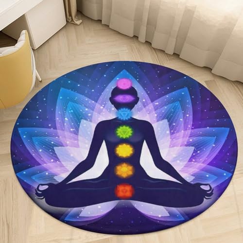 Chakra Silhouette of Female Doing Yoga Ultra Soft Non-Slip Area Rugs Indoor Coral Velvet Floor Mat Short Flannel Carpet for Living Room Bedroom Dining Room