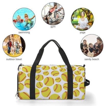 Softball Yellow Large Capacity Portable Fitness Bag, Easy to Carry - color: softball yellow