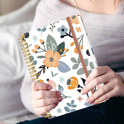 A5 Blank Notebook - 70 Sheets/140 Pages Blank Paper Notebook, 100 GSM Thick White Paper, 5.8" x 8.3" Spiral Blank Journal, Flowers - size: 1-Pack, style: Flowers