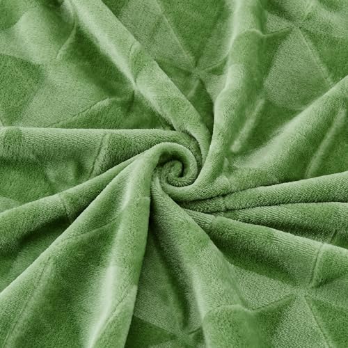 Triangle Textured Flannel Fleece Throw Blanket, Super Soft Lightweight Cozy Warm Plush Blanket for Bed Couch Sofa, 50 x 60 Inches, Sage Green - color: Sage Green, size: 50x60 IN
