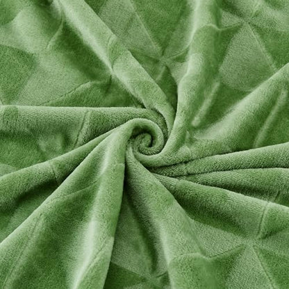 Triangle Textured Flannel Fleece Throw Blanket, Super Soft Lightweight Cozy Warm Plush Blanket for Bed Couch Sofa, 50 x 60 Inches, Sage Green - color: Sage Green, size: 50x60 IN