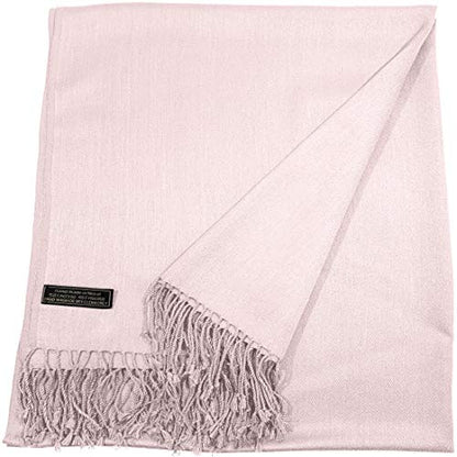 CJ Apparel Solid Color Tassels Design Nepalese Shawl Scarf Wrap Stole Throw Head Wrap Pashmina Gift Hand Made in Nepal New - color: Baby Pink