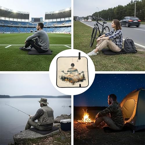 Yoga Meditation (6) Print Folding Seat Pad, Portable Camping Seat Cushion for Outdoor