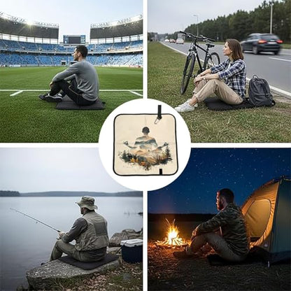 Yoga Meditation (6) Print Folding Seat Pad, Portable Camping Seat Cushion for Outdoor