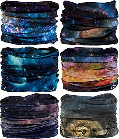Headband Neck Gaiter Head Wrap Headwear Face Mask Magic Scarf Bandana for Men and Women - color: 6pc.new Black Series