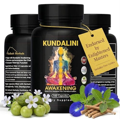 KUNDALINI AWAKENING Herbal Supplement – Ayurvedic Herbal Blend with Ashwagandha, Bacopa, Tulsi, and Haritaki – Supports Spiritual Growth, Chakra activation, Meditation, & Higher Consciousness.