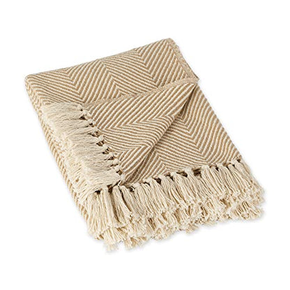 DII Rustic Farmhouse Cotton Chevron Blanket Throw with Fringe for Chair, Couch, Picnic, Camping, Beach, & Everyday Use, 50 x 60 - Urban Chevron Stone - color: Stone, size: 50x60"