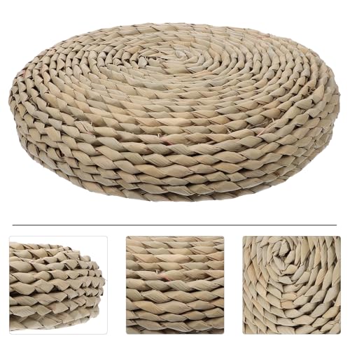 Woven Meditation Cushion Thick Round Yoga Seat Mat 30x30cm Natural Straw with Cotton Filling Handcrafted Floor Pillow for Home Meditation and Relaxation