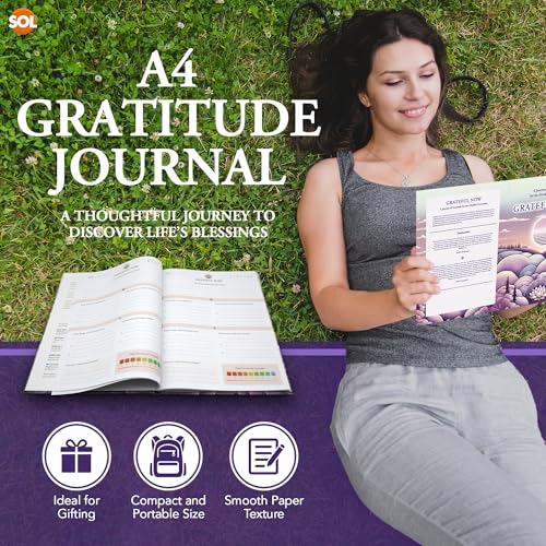 SOL A4 Gratitude Journal - Daily Self-Care Diary for Women & Men - Positivity & Mindfulness Journal for Mental Health & Wellness - Happiness Therapy Journal for Reflection & Growth