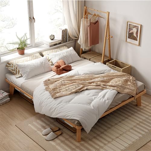 NELYE Full Platform Bed Base - 14 Inch Solid Wood Mattress Foundation with Support Slats and Legs, Full-Size Rubberwood Simple Bed Frame - size: Full