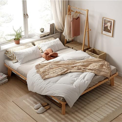 NELYE Full Platform Bed Base - 14 Inch Solid Wood Mattress Foundation with Support Slats and Legs, Full-Size Rubberwood Simple Bed Frame - size: Full
