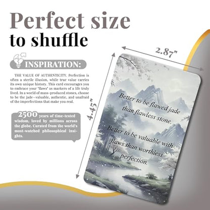 50 Daily Inspiration Cards - Ancient Eastern Philosophy for Mindfulness & Calm - Luxury Glossy Wisdom Deck for Meditation & Self-Reflection - Beautifully Boxed Gift for Seekers (White) - color: White