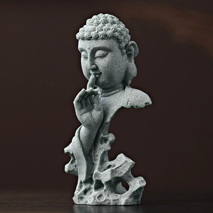 livelyfish Meditating Buddha Statue Zen Garden Statues Sandstone Thinker Buddha Sculpture Figurine for Fish Tank Aquarium Home Decorations, Gift (Fs) - size: Fs
