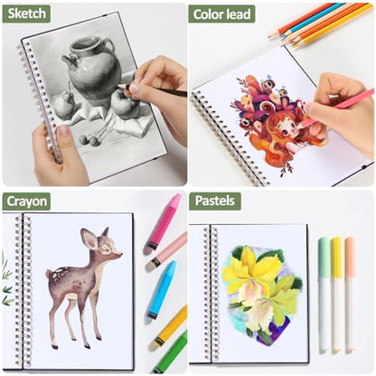 Forvencer 2 Pack Blank Spiral Notebook, 8"x 5.6"Hardcover Sketch Book, 100GSM Thick Paper, Art Sketchbook for Women & Adult, 100 pages / 50 Sheets Drawing Book Journal for School Office Drawing, Pink - color: Pink