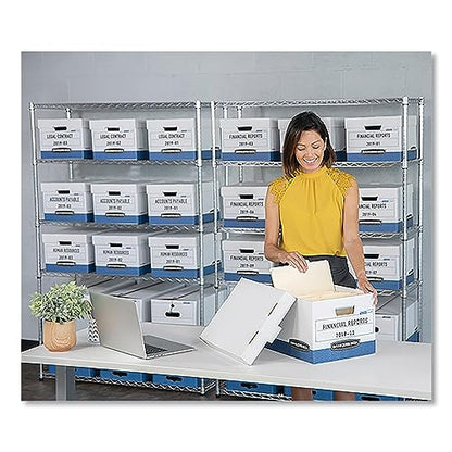 Bankers Box 20 Pack STOR/FILE Medium-Duty File Storage Boxes, FastFold, Lift-Off Lid, Letter, White/Blue - size: 20-Pack