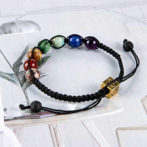 Bivei Chakra Bead Bracelets for Women - 8mm 7 Chakra Bracelet With Real Stones Meditation Yoga Gemstone Jewelry - style: OM Charm