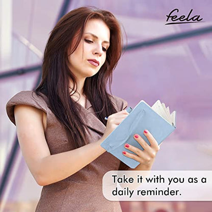 feela 24 Pack Journal Notebook for Work, Business Notebook Bulk Hardcover Lined Writing Journal with Pen Holder for Men Women Note Taking, with 24 Black Pens, 120 GSM, 5.1”x8.3”, A5, Light Blue - color: 24 Pack light blue