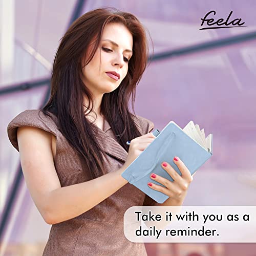 feela 12 Pack Notebooks Journals Bulk, Hardcover Notebook Classic Ruled Lined Journals with Pen Holder for Women Girls School Business Supplies, with 12 Black Pens, 120 GSM, 5.1”x8.3”, A5, Light Blue - color: 12 Pack light blue