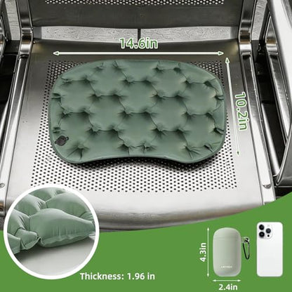 Inflatable Seat Cushion, Lightweight Portable Air Cushion with Pump, Airplane Seat Pad for Flights Pressure Relief, Waterproof Chair Pad, Stadium Cushions for Travel, Camping, Hiking(Green) - color: Green