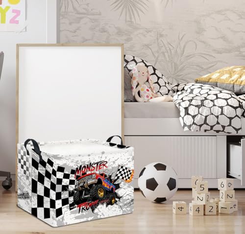 Rectangle Storage Basket with Handles,Collapsible Storage Bin,Books Box,Gift Basket(Black Race Car) - color: Black Race Car