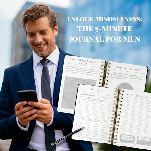 Journal for men: mental health journal with prompts for mindfulness, self care, gratitude & anxiety relief | make a happy man w/this gift | spiral