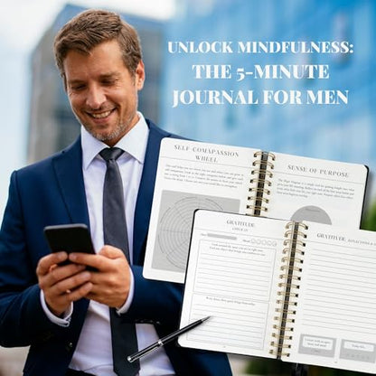 Journal for men: mental health journal with prompts for mindfulness, self care, gratitude & anxiety relief | make a happy man w/this gift | spiral