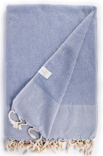 Bersuse 100% Cotton Ventura XL Throw Blanket for Couch - 100% Cotton - 60x90 Inches, Denim Blue - color: Denim Blue