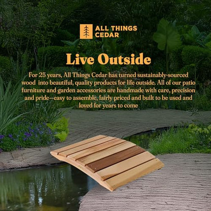 All Things Cedar Outdoor Wooden Garden Bridge for Walkway, Backyard Pond, 2’, Natural - size: 27.5 inches x 24 4