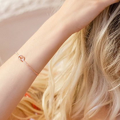 PAVOI 14K Gold Plated Forever Love Knot Infinity Bangle Bracelets for Women | Gold Bangle Bracelet for Women - color: Rose Gold