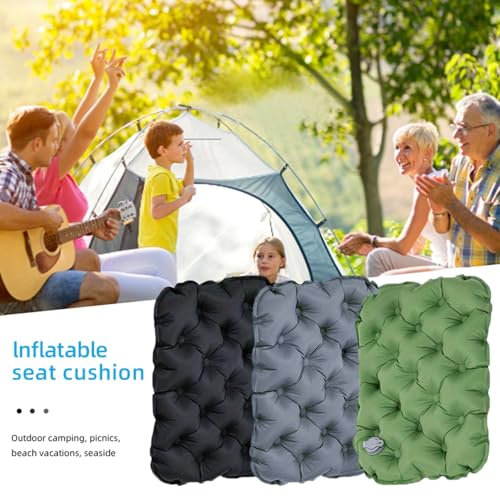 Inflatable Seat Cushion, Lightweight Camping Air Sitting Pad, Waterproof Portable Air Cushion for Climbing Hiking Office Airplane Car Stadium Seat (Black) - color: Black
