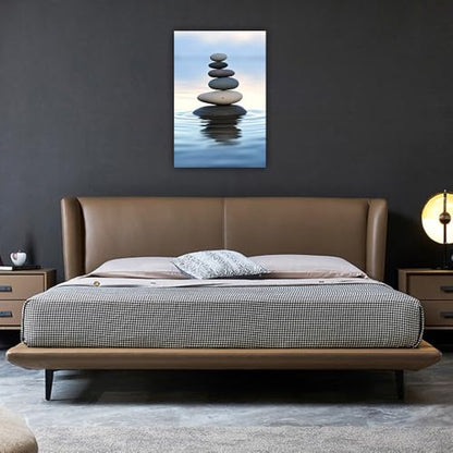 LURENCZH Zen Stone Canvas Wall Art Stone in Water Picture Wall Decor Meditation Spiritual Painting Prints Bathroom Decor Framed(Stone-1,12.00" x 18.00")