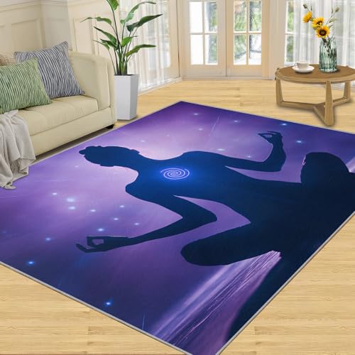 Chakra Rug - 4x5 Rug, Yoga Meditation Living Room Rugs, Purple Spiritual Bedroom Rugs, Washable Classrooms Area Rug, Soft and Low-Pile - color: Chakra#66, size: 4' x 5' (Rectangular)