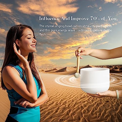Couple of 2 PCS Crystal Singing Bowl Set, 8" F note Heart Chakra and 10" C note Root Chakra, Sound Bowl Meditation Set for Healing with Carry Case Bag.