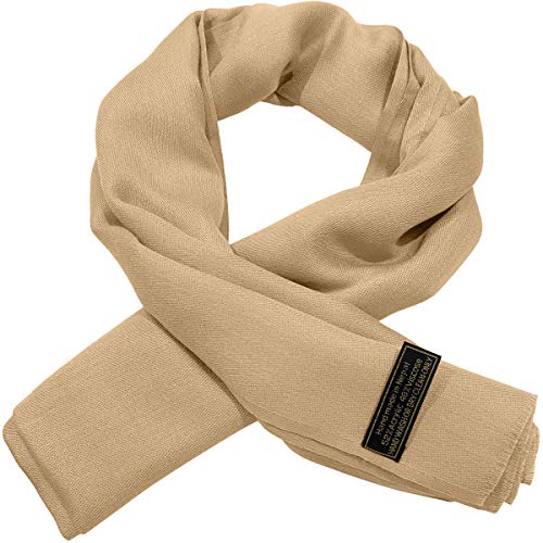 CJ Apparel Solid Color Fringe Design Fringe Shawl Scarf Wrap Stole Throw Head Wrap Pashmina Gift Hand Made in Nepal New - color: Dark Cream Fc1034
