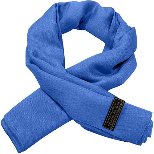 CJ Apparel Solid Color Fringe Design Fringe Shawl Scarf Wrap Stole Throw Head Wrap Pashmina Gift Hand Made in Nepal New - color: Blue Fc1009