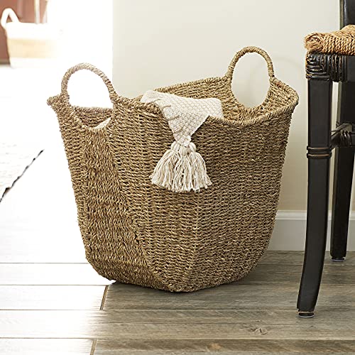 Household Essentials Brown Wicker Storage Basket with Handles Large | Natural Seagrass - color: Natural Seagrass