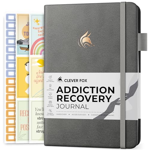Clever Fox Addiction Recovery Journal – Addiction Treatment Planner & Workbook – Daily Sobriety Journal for Recovery Progress, A5 (Gray) - color: Gray, size: A5 (5.8'' x 8.3'')
