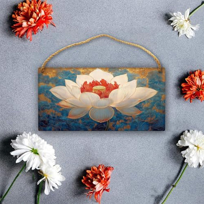Elegant Lotuses Art Wooden decor Sign 12x6 Inch,Farmhouse Rustic Wood Decors for Home,Calming Wall Hanging Art for Yoga & Meditation Enthusiasts in Bedroom, Entryway,Kitchen & Nursery Craft
