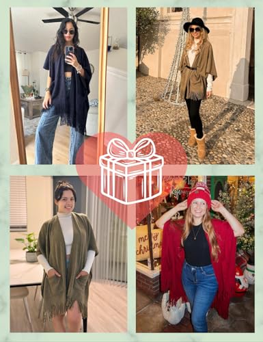 Ferand Shawl Wraps for Women, Cozy Lightweight Poncho Cape with Pockets, Warm for Fall Winter Travel - color: Light Pink