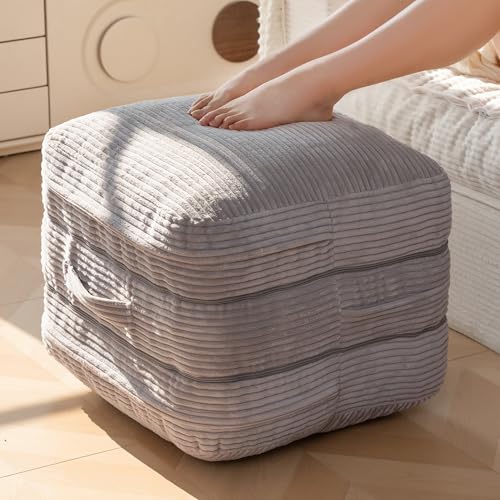 HIGOGOGO Pouf Ottoman Stuffed Square Modern Foam Filled Foot Rest Poufs 20 X 18 Inches Modular Ottomans Separated Into Floor Cushions for Living Room Chair Decorative Stool, Grey - color: Grey, size: Square