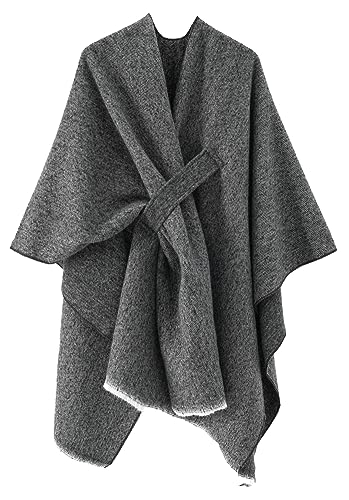 Women's Shawls Wrap Poncho Soft Capes Open Front Cardigan Large Blanket Wraps Shawl Knitted Cloak Cardigan Warm - color: New-black
