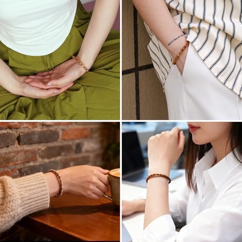 White Sandalwood Bracelet - Authentic India Mysore Sandalwood Beads Handcrafted, Soothing Aromatic Wood Bracelet for Buddhist, Meditation, Prayer, and Daily Wear, Gift for Men and Women - size: 6-8 MM