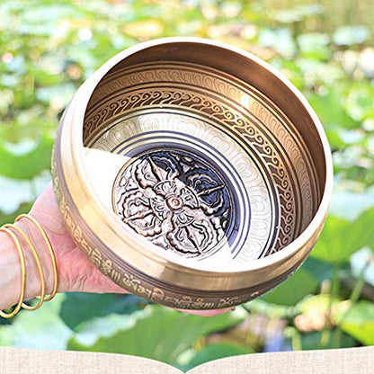 Handmade Gift Peaceful Relaxation Meditation Yoga Singing Bowl Set Alloy，One Color 12.5cm