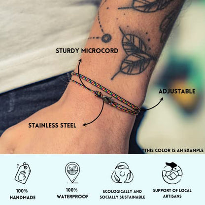 Made by Nami Nautical Rope Bracelet for Men Waterproof & Adjustable Wrap String Bracelets with Snap Hook Gift for Him - color: Neon Green Black