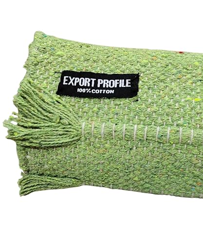 Handmade Organic Cotton Yoga Mat Natural Yoga Mat - Yoga Rug - Exercise, Workout, & Fitness Rug Made of 100% Cotton - Woven Material - Absorbent & Washable - 72"" x 24"" (Green)