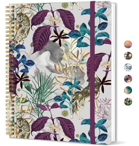 Large Spiral Lined Journal for Women, 8.5" x 11" Notebooks for Work Collge Ruled, A4 Aesthetic Cute Journaling Notebooks for Writing, Plastic Cover, Jungle - color: J-Jungle